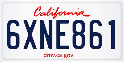 CA license plate 6XNE861