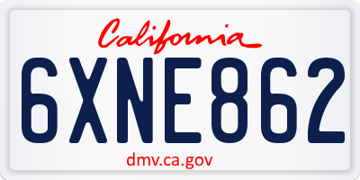 CA license plate 6XNE862