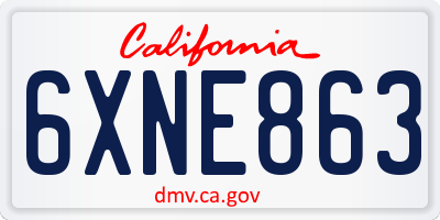 CA license plate 6XNE863
