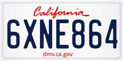 CA license plate 6XNE864