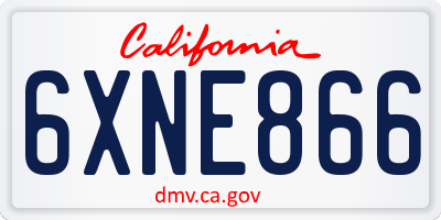 CA license plate 6XNE866