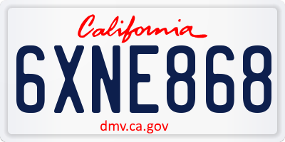 CA license plate 6XNE868