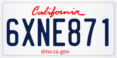 CA license plate 6XNE871