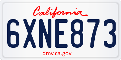 CA license plate 6XNE873