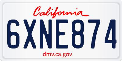 CA license plate 6XNE874