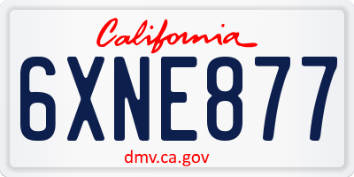 CA license plate 6XNE877