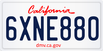 CA license plate 6XNE880