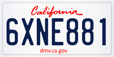CA license plate 6XNE881