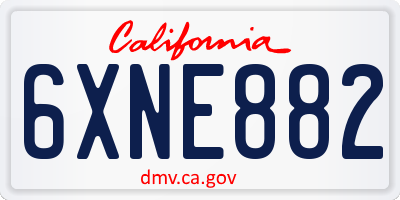 CA license plate 6XNE882