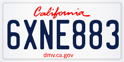 CA license plate 6XNE883