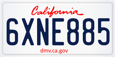 CA license plate 6XNE885