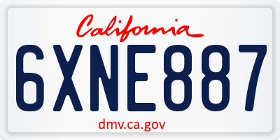 CA license plate 6XNE887