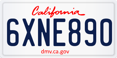 CA license plate 6XNE890