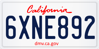 CA license plate 6XNE892