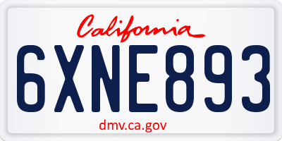 CA license plate 6XNE893