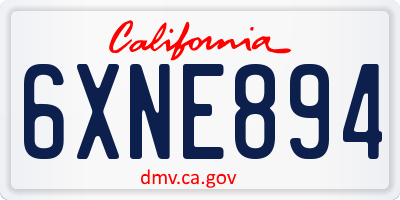 CA license plate 6XNE894