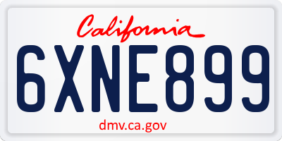 CA license plate 6XNE899