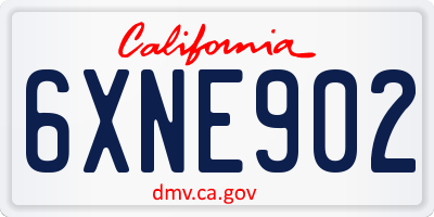 CA license plate 6XNE902