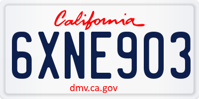 CA license plate 6XNE903