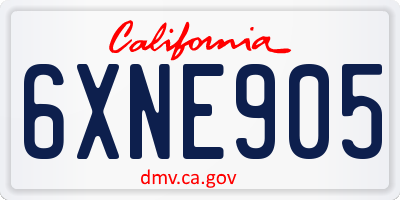 CA license plate 6XNE905
