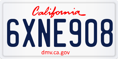 CA license plate 6XNE908
