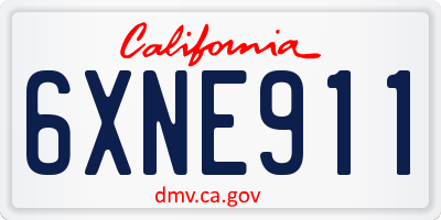 CA license plate 6XNE911