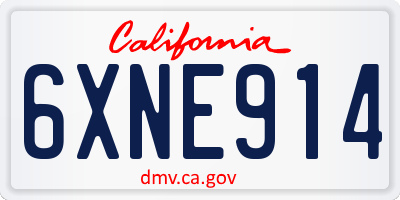 CA license plate 6XNE914