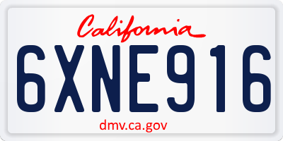 CA license plate 6XNE916