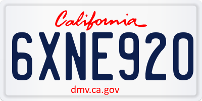 CA license plate 6XNE920