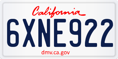 CA license plate 6XNE922