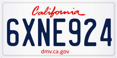 CA license plate 6XNE924