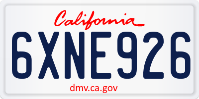 CA license plate 6XNE926