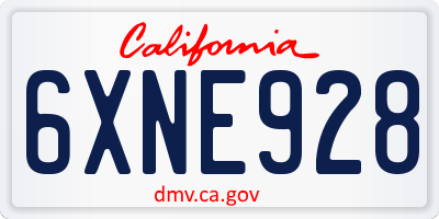 CA license plate 6XNE928