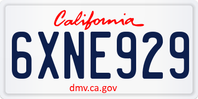 CA license plate 6XNE929