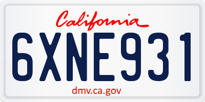 CA license plate 6XNE931