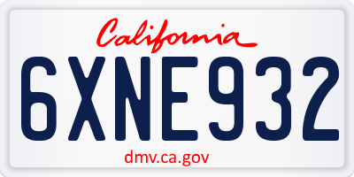 CA license plate 6XNE932