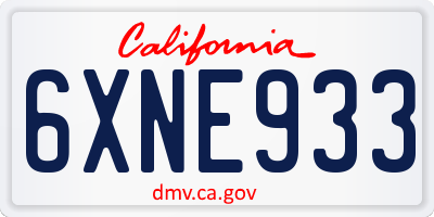 CA license plate 6XNE933