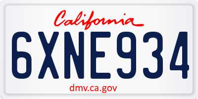 CA license plate 6XNE934