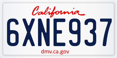 CA license plate 6XNE937