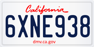 CA license plate 6XNE938