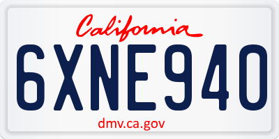 CA license plate 6XNE940