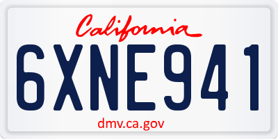 CA license plate 6XNE941