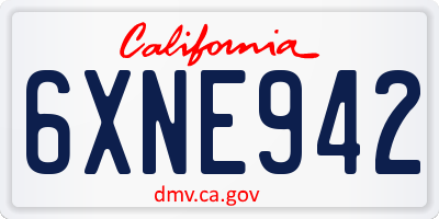 CA license plate 6XNE942