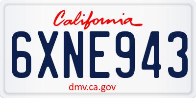 CA license plate 6XNE943