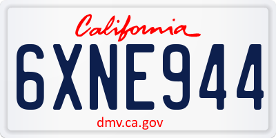 CA license plate 6XNE944