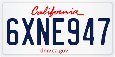 CA license plate 6XNE947