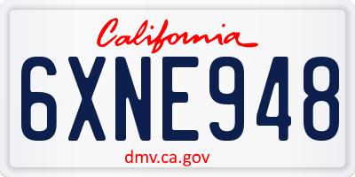 CA license plate 6XNE948