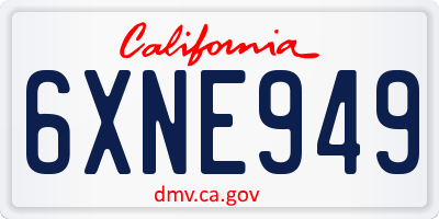 CA license plate 6XNE949