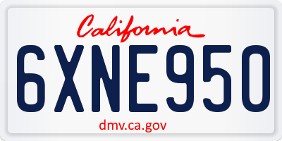 CA license plate 6XNE950