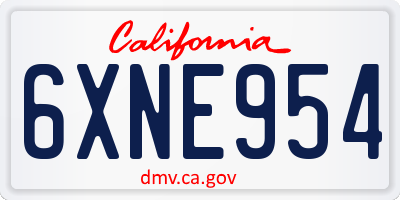 CA license plate 6XNE954